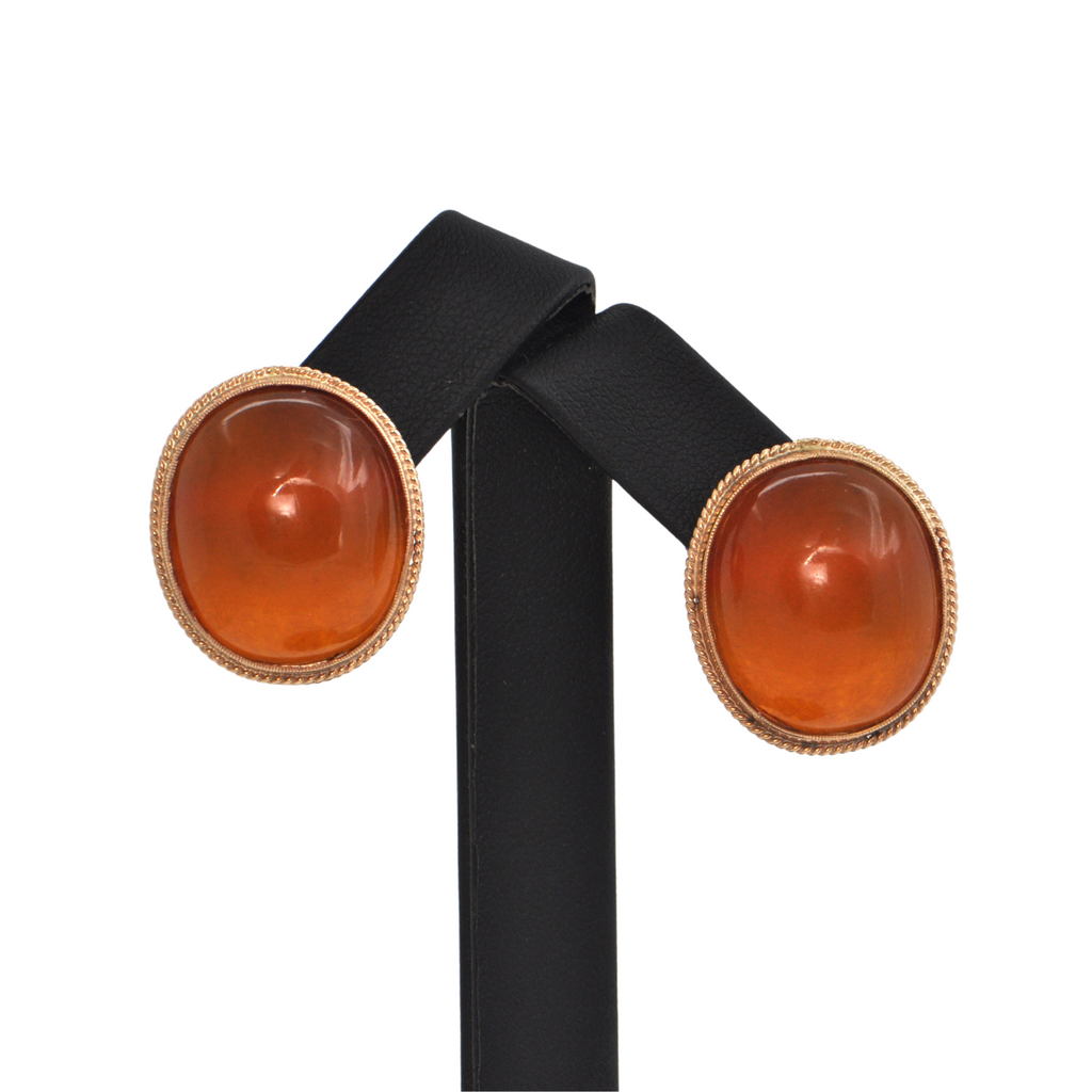 Very large Vintage Amber 14k Gold Earrings + Montreal Estate Jewelers
