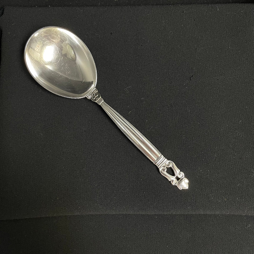 Georg Jensen Sterling Silver Small Acorn Serving Spoon + Montreal Estate Jewelers