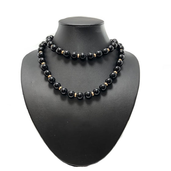 Onyx and 14K Yellow Gold Rondelle Necklace