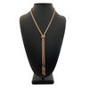 Retro 14K Rose Gold Fancy Link Lariat Necklace (C.1950's) + Montreal Estate Jewelers