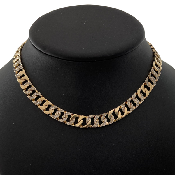 Vintage 18K Yellow Gold Diamond Curb Link Necklace + Montreal Estate Jewelers