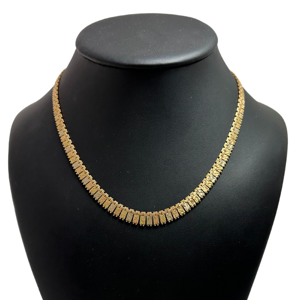 Vintage 18K Tri-Colored Gold Graduated Fringe Necklace + Montreal Estate Jewelers