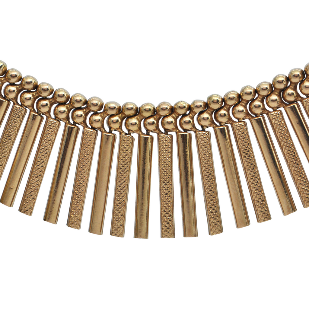 Vintage Italian 18K Gold Graduated Fringe Necklace + Montreal Estate Jewelers