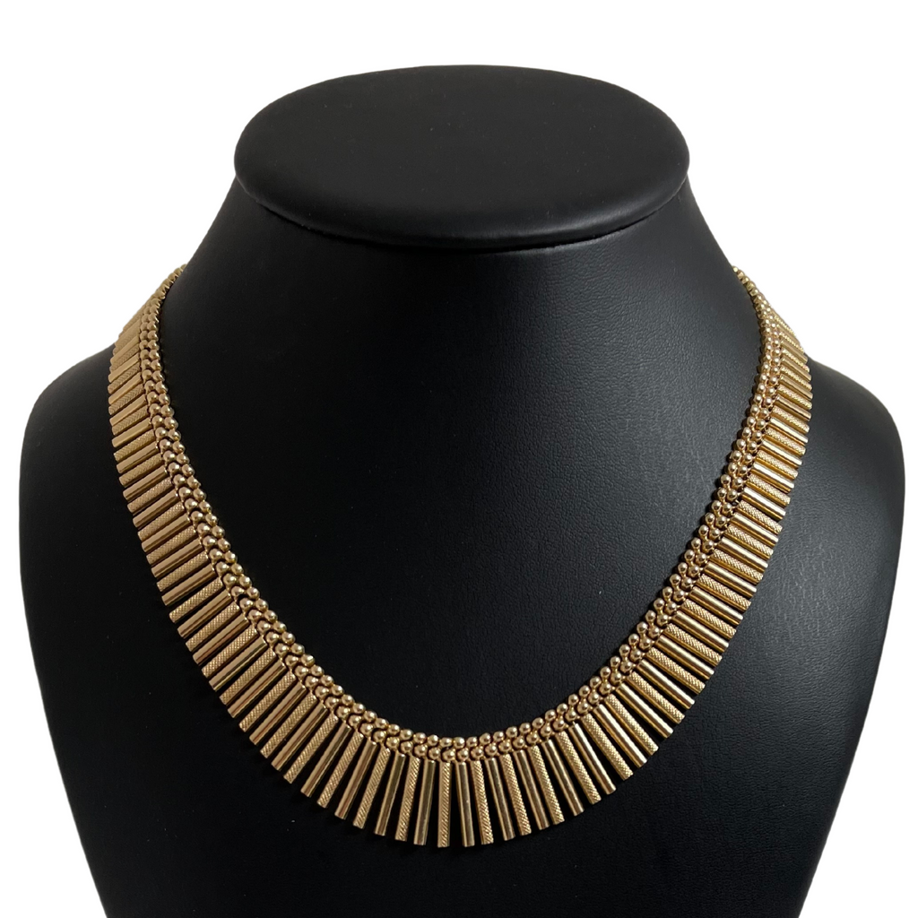 Vintage Italian 18K Gold Graduated Fringe Necklace + Montreal Estate Jewelers