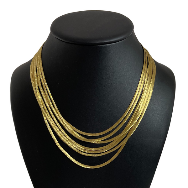 Vintage Italian 18K Gold Multi-Strand Serpentine Link Necklace + Montreal Estate Jewelers