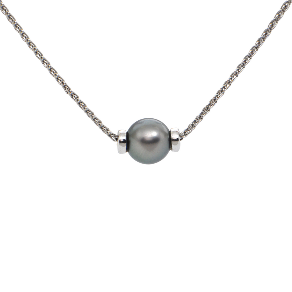 Italian Tahitian Pearl 18k White Gold Necklace + Montreal Estate JewelersItalian Tahitian Pearl 18k White Gold Necklace + Montreal Estate Jewelers