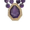 Vintage Amethyst Cameo and Diamond Pendant Two Strand Necklace