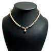 Vintage Japanese Cultured Pearl Necklace with Diamond and Pearl Drop 14k Gold Pendant/Clasp + Montreal Estate Jewelers