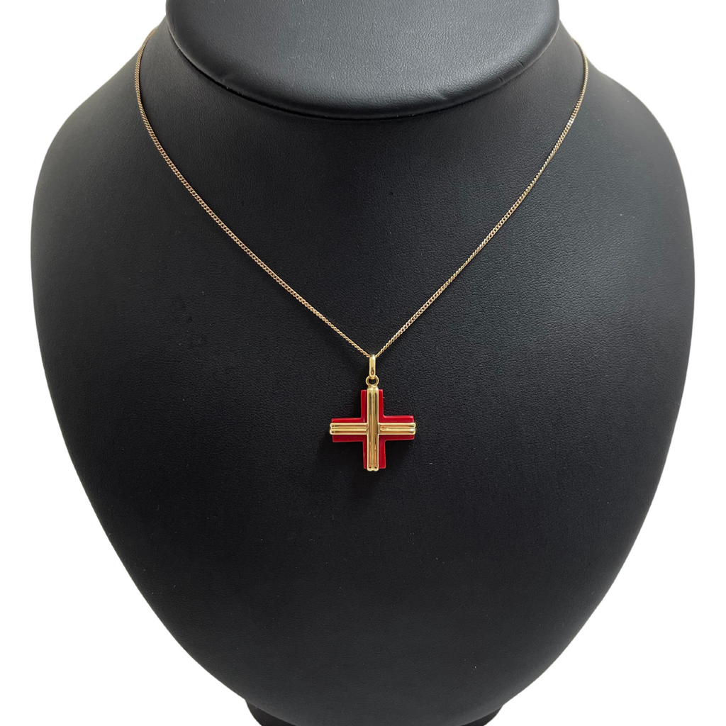 Vintage 18k Yellow Gold Quartzite Cross Pendant + Montreal Estate Jewelers