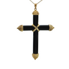 Vintage 14K Yellow Gold and Onyx Cross Pendant + Montreal Estate Jewelers