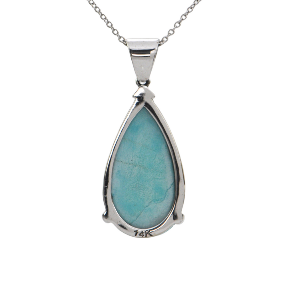 Daisy Exclusive Persian Turquoise 14K White Gold Pendant + Montreal Estate Jewelers