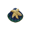 Vintage Diamond and Enamel 18K Gold Shell and Starfish Pendant/Brooch
