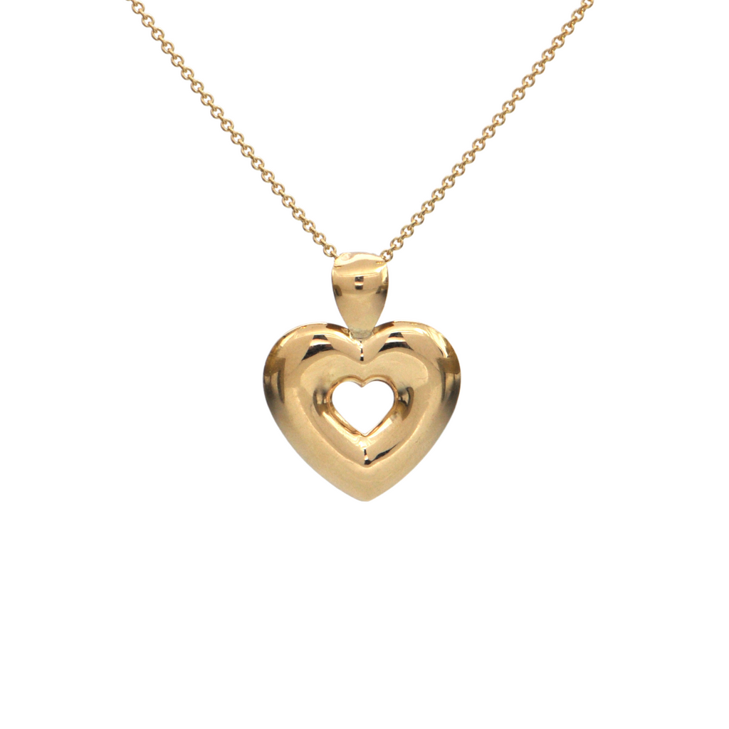 Vintage French 18K Gold Open Heart Pendant + Montreal Estate Jewelers