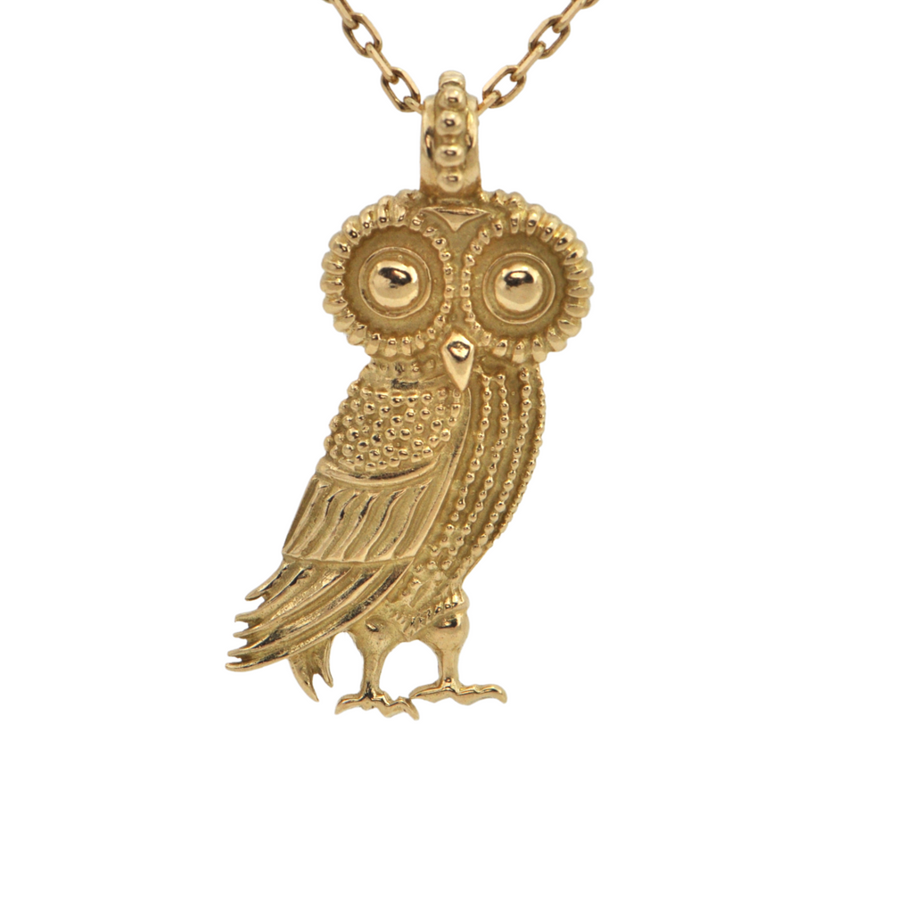 Estate Greek 18K Gold Athena's Owl Pendant + Montreal Estate Jewellers