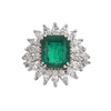 6.34 CT GIA Certified Colombian Emerald and Diamond Cocktail Ring C.1960 Italy + Montreal Estate Jewelers