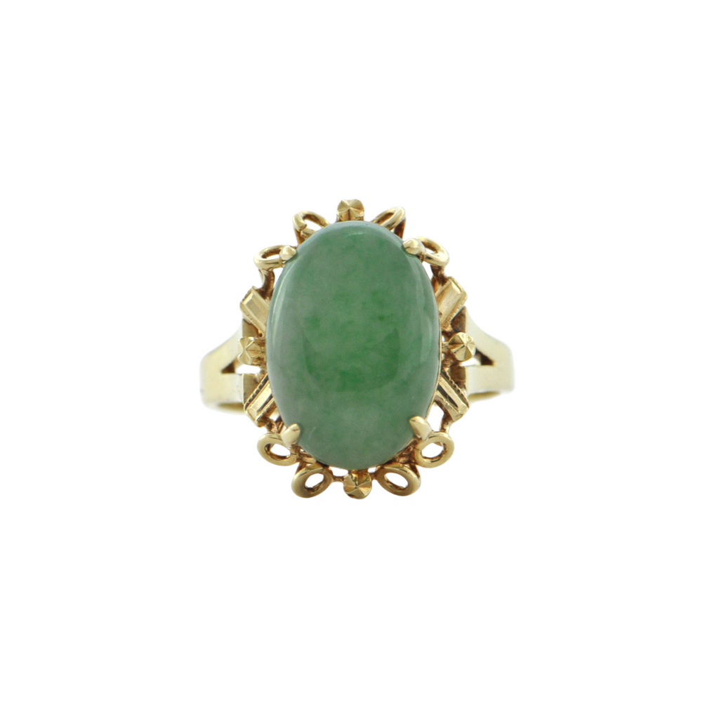 Vintage Jade 14K Yellow Gold Ring + Montreal Estate Jewelers