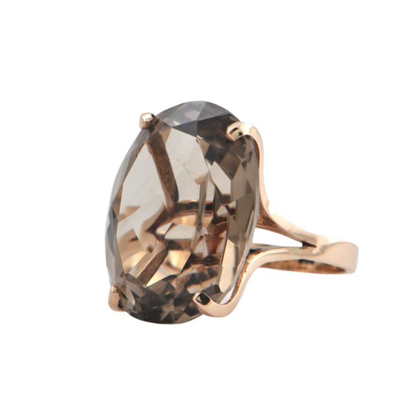 Retro 14K Rose Gold 40CT Smoky Quartz Ring + Montreal Estate Jewelers