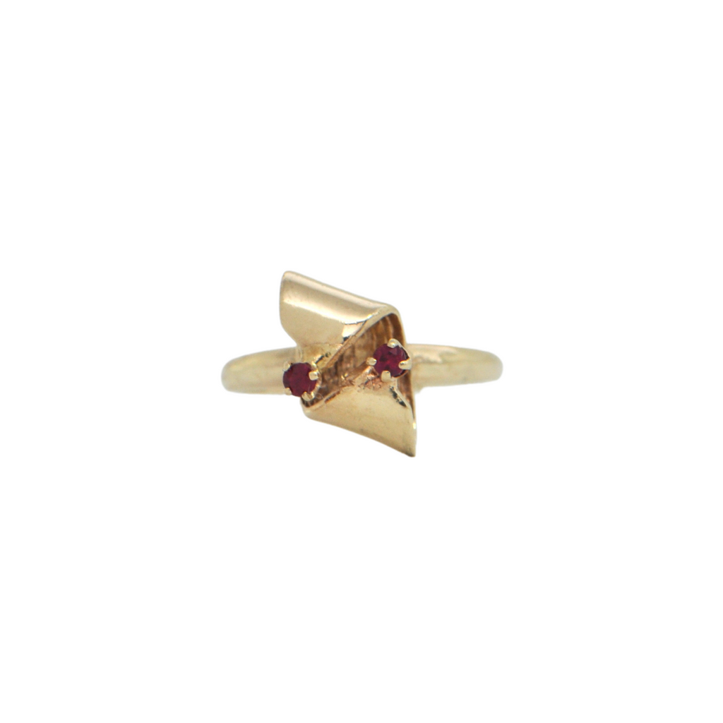 Retro 14K Gold and Ruby Ring
