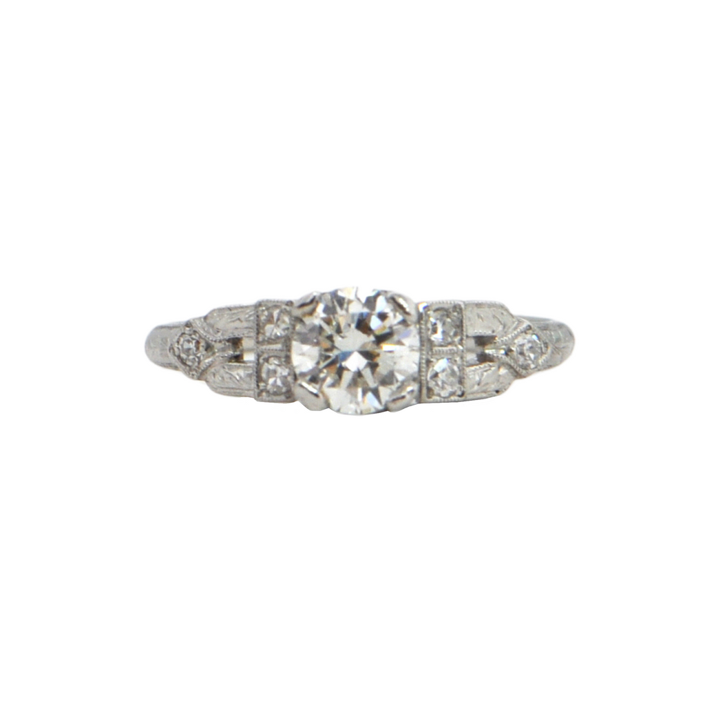 Art Deco Diamond Platinum Ring + Montreal Estate Jewelers