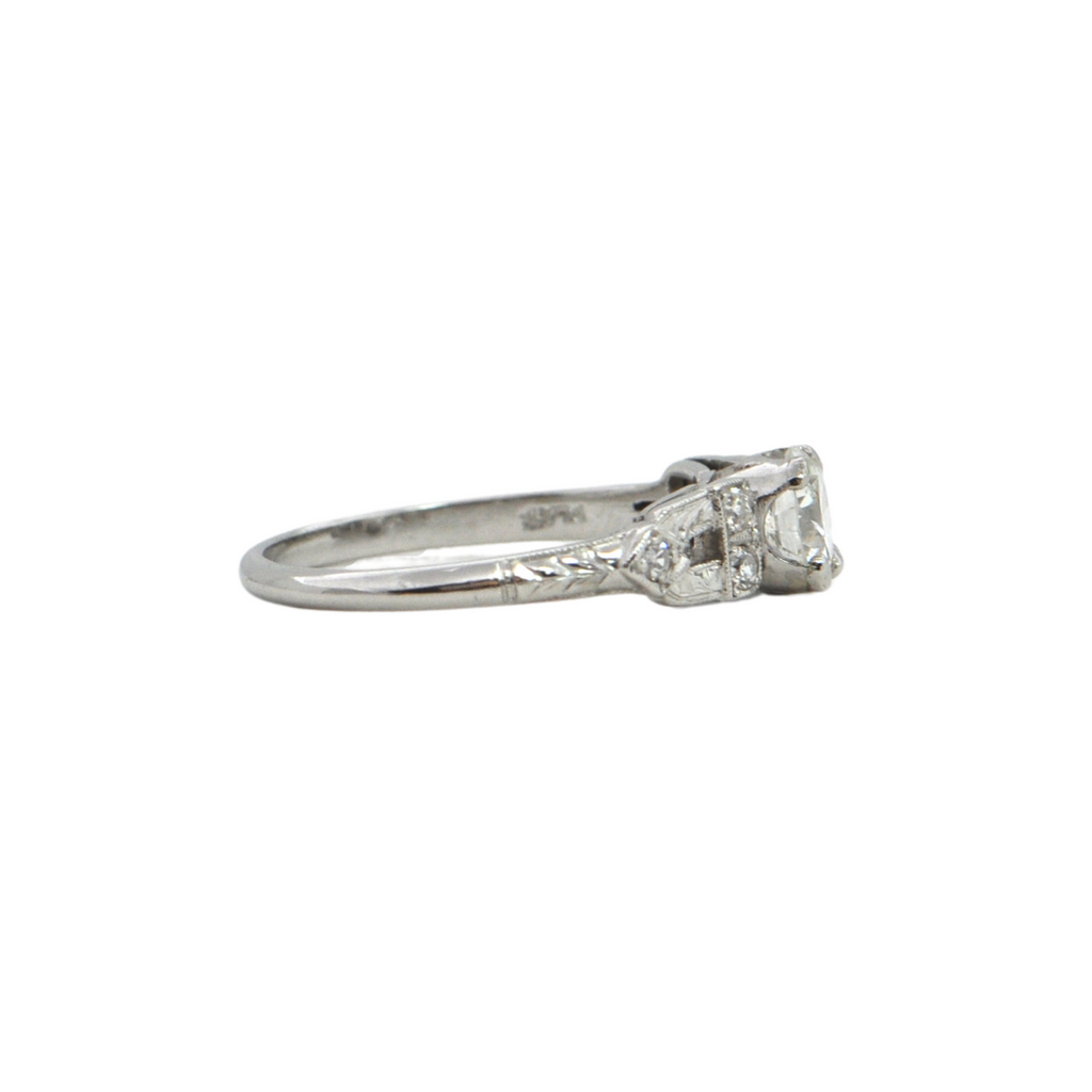 Art Deco Diamond Platinum Ring + Montreal Estate Jewelers