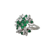 Vintage Diamond and Sandawana Emerald Cluster Cocktail Gold Ring + Montreal Estate Jewelers