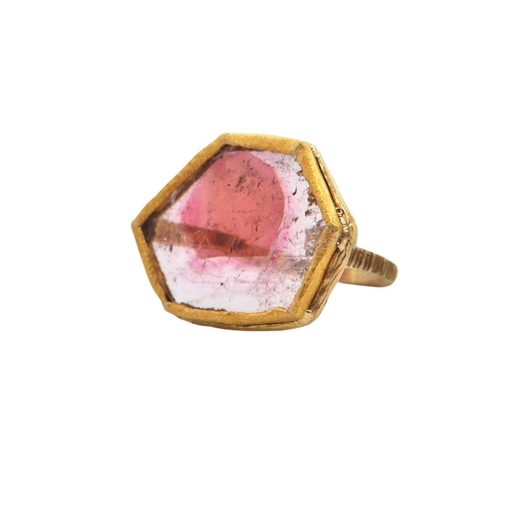 Watermelon Tourmaline 18k Gold Ring + Montreal Estate Jewelers