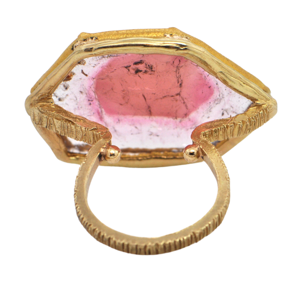 Watermelon Tourmaline 18k Gold Ring + Montreal Estate Jewelers