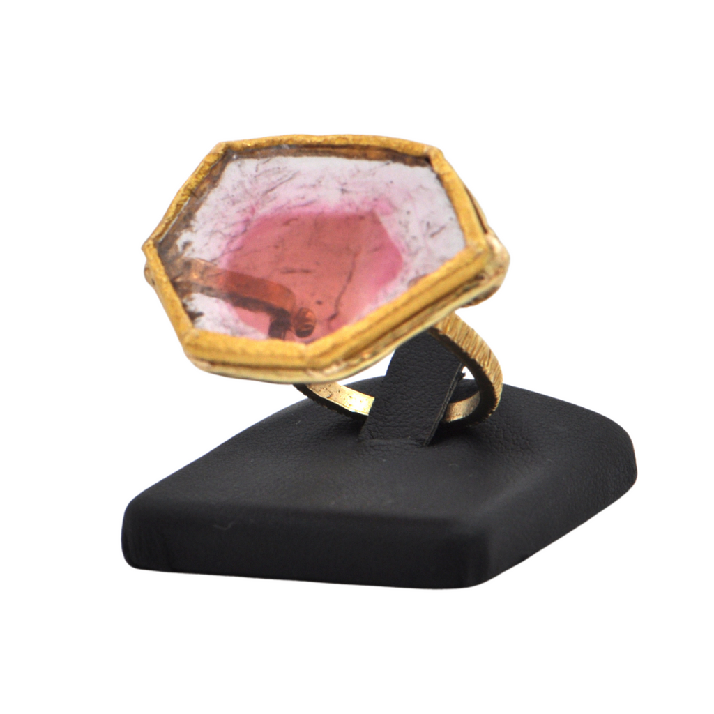 Watermelon Tourmaline 18k Gold Ring + Montreal Estate Jewelers