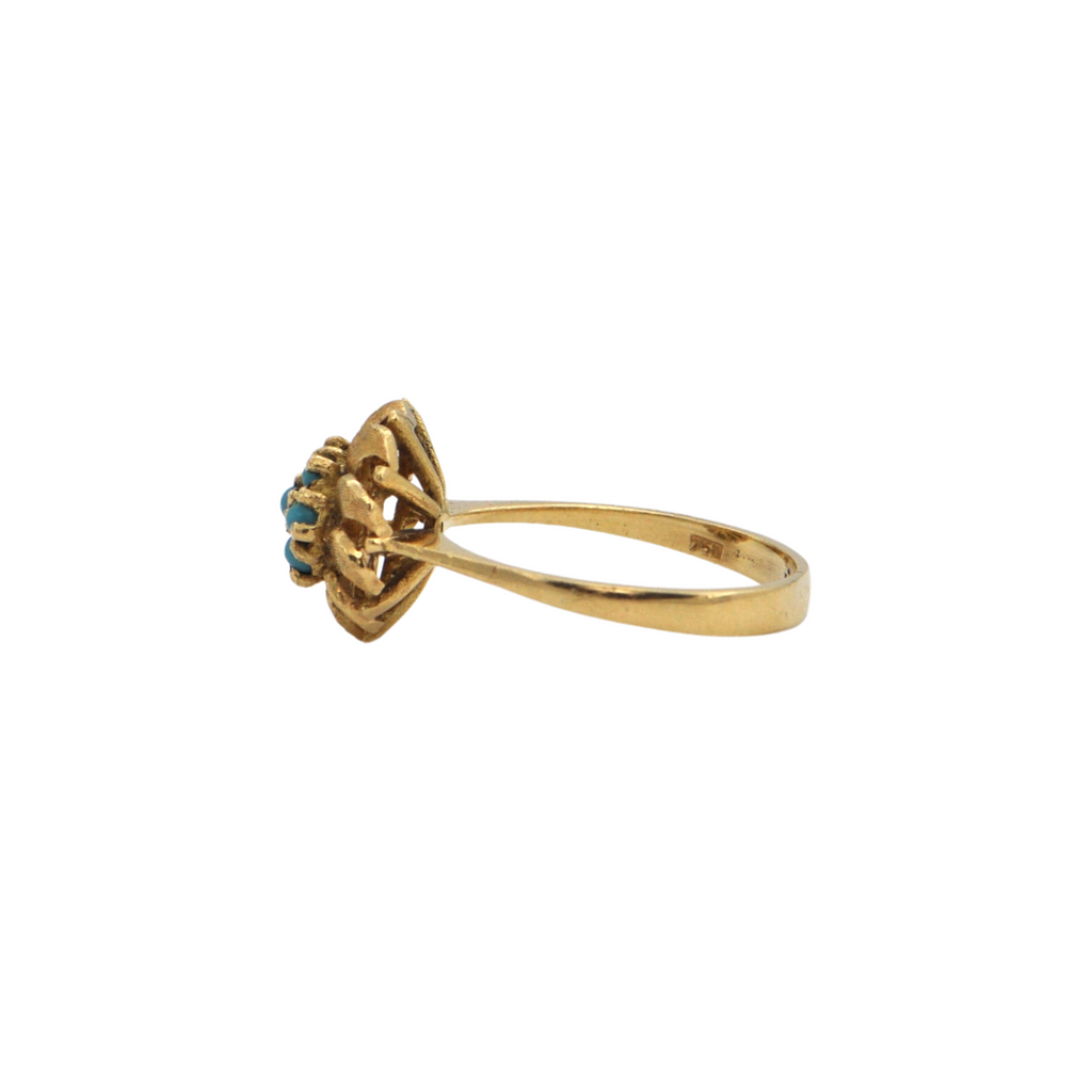 Retro Italian Turquoise 18K Gold Ring + Montreal Estate Jewelers