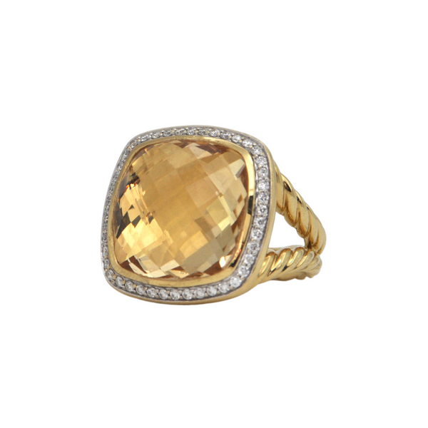 Estate David Yurman Albion Collection Citrine and Diamond 18K Gold Ring + Montreal Estate Jewelers