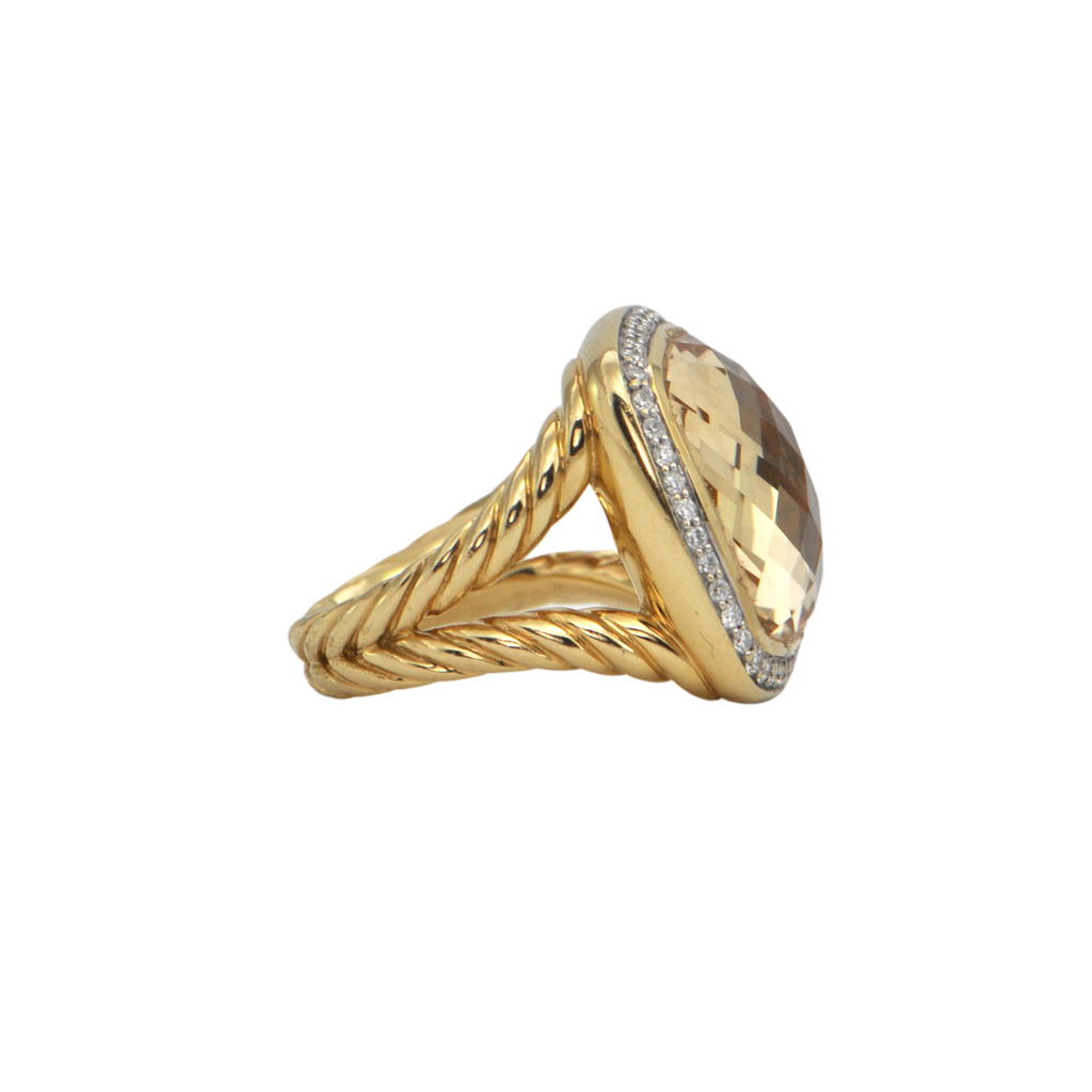 Estate David Yurman Albion Collection Citrine and Diamond 18K Gold Ring + Montreal Estate Jewelers