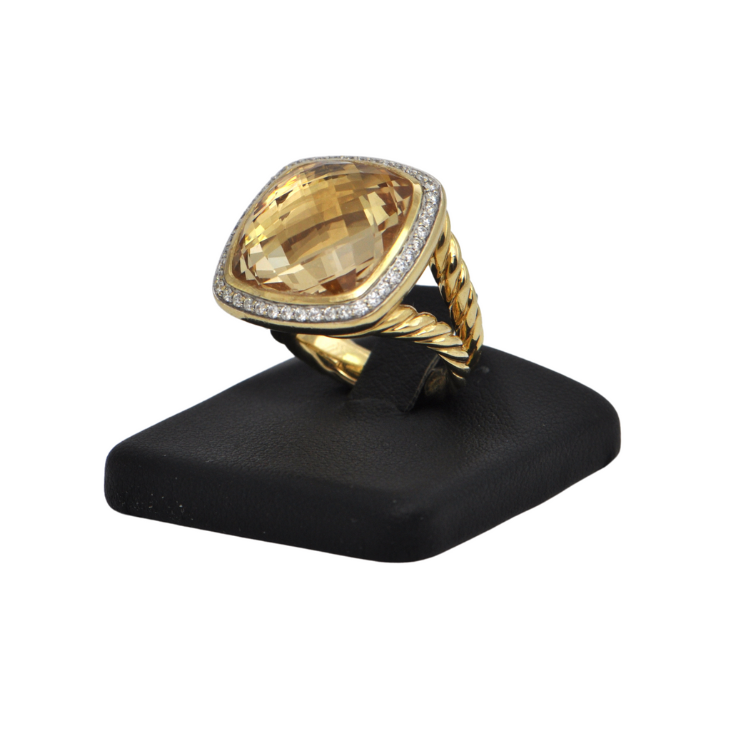 Estate David Yurman Albion Collection Citrine and Diamond 18K Gold Ring + Montreal Estate Jewelers