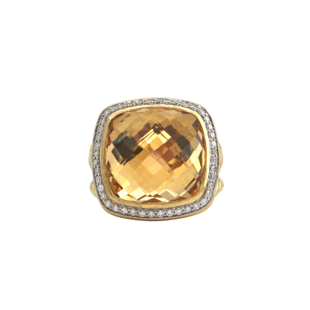 Estate David Yurman Albion Collection Citrine and Diamond 18K Gold Ring + Montreal Estate Jewelers