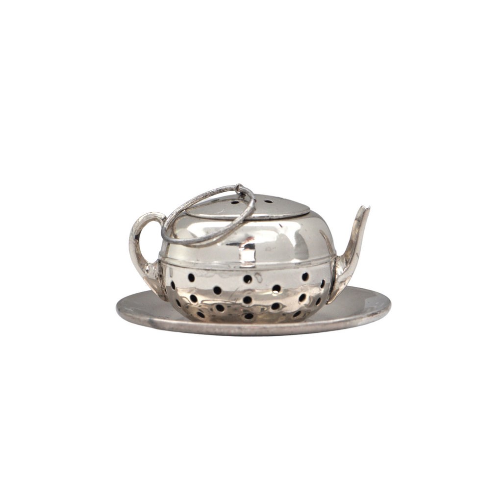 Vintage JW Wolfenden Sterling Teapot Tea Infuser and Plate + Montreal Estate Jewelers