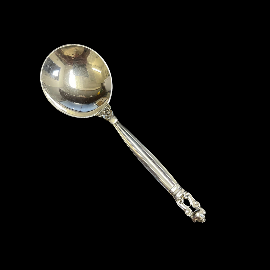 Georg Jensen Acorn 925 Sterling Silver Cream Soup Spoon + Montreal Estate Jewelers