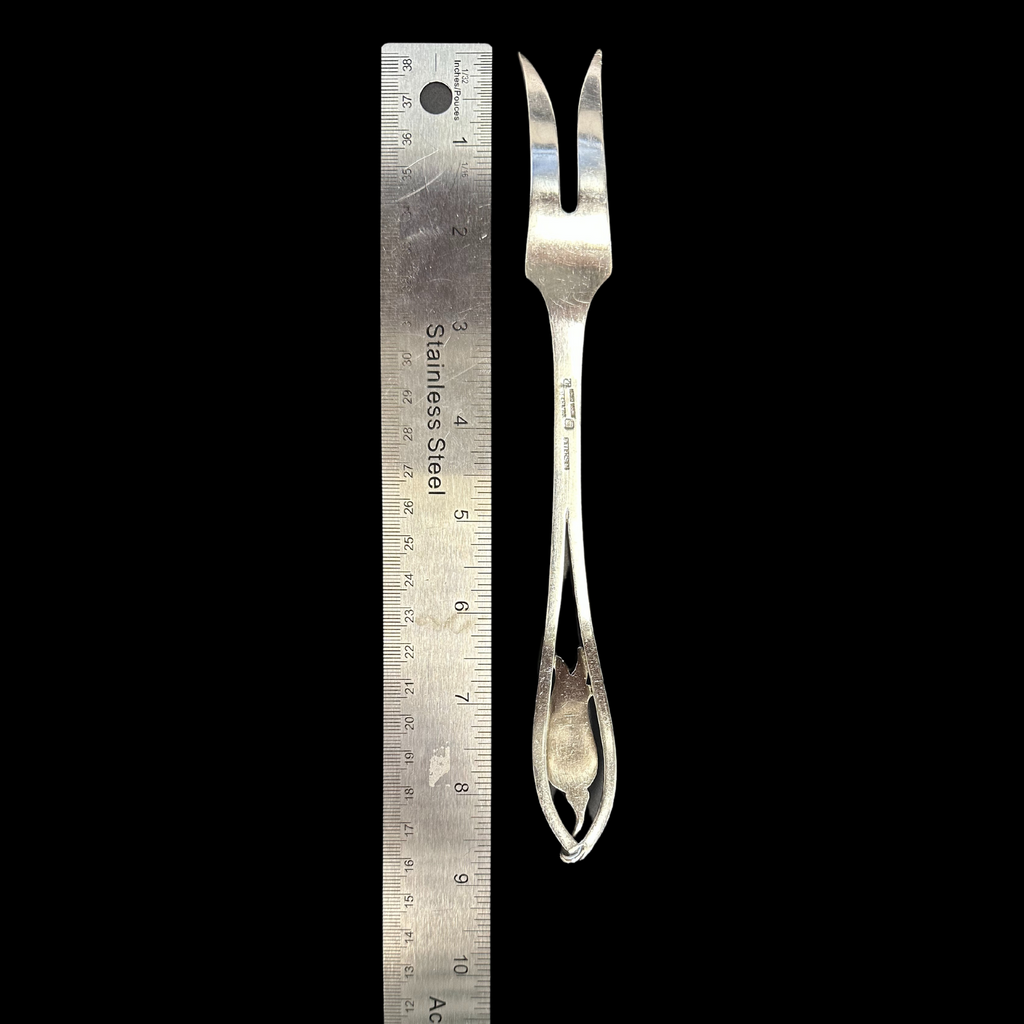 Carl Poul Petersen Sterling Silver Serving Fork Corn Husk Pattern + Montreal Estate Jewelers