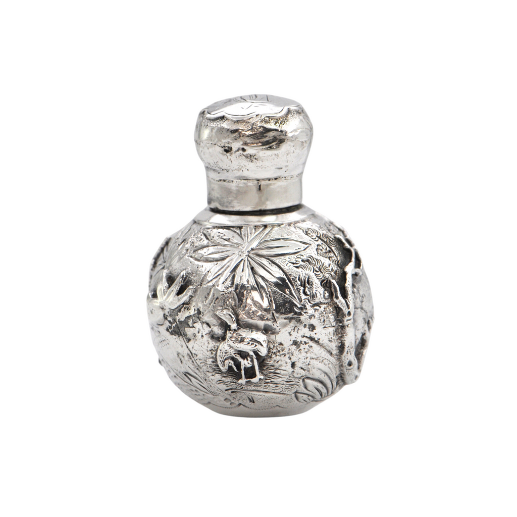 Antique English (Birmingham) Sterling Silver Perfume Bottle By, David & Lionel Spiers, Dated 1885 + Montreal Estate Jewelers