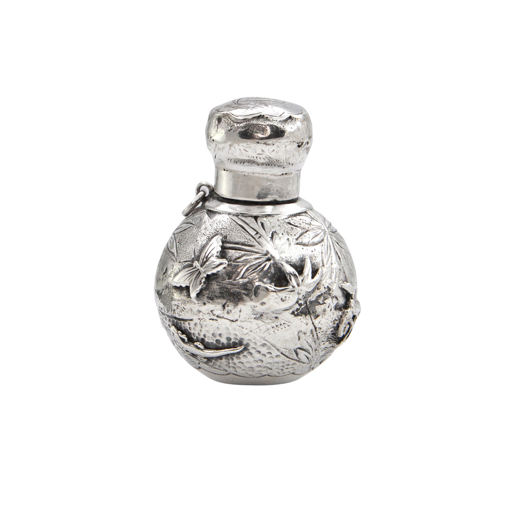 Antique English (Birmingham) Sterling Silver Perfume Bottle By, David & Lionel Spiers, Dated 1885 + Montreal Estate Jewelers