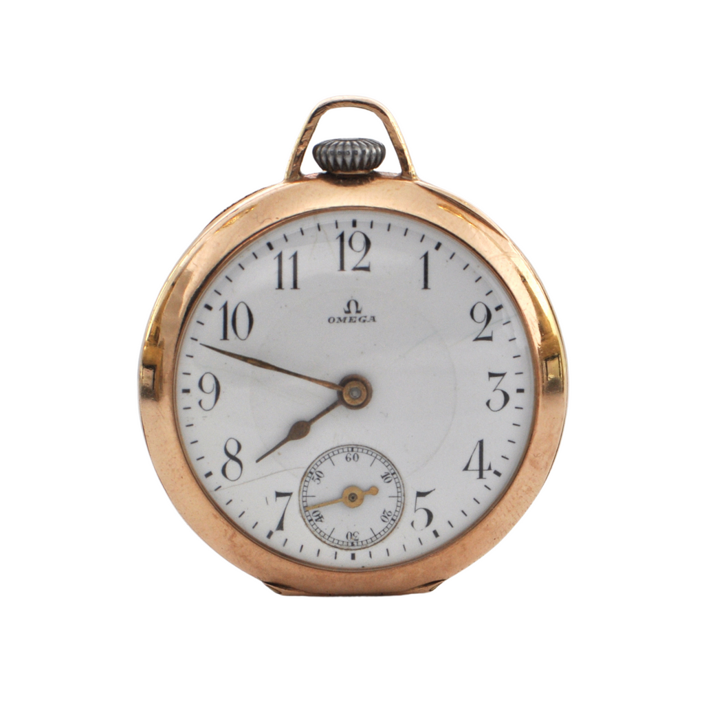 Antique 'Omega' 14K Yellow Gold 'Grand Prix Paris 1900' Pocket Watch + Montreal Estate Jewelers