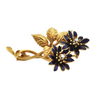 Vintage Diamond and Enamel 18K Yellow Gold Flower Brooch C.1950's + Montreal Estate Jewelers