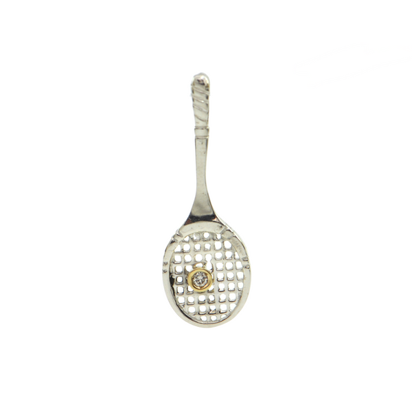 Daisy Exclusive Sterling Silver and Gemstone Tennis Racket Pendant + Montreal Estate Jewelers